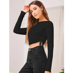 Black Ruched Crop Top