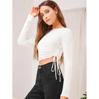 White Ruched Crop Top