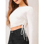 White Ruched Crop Top