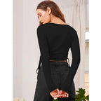 Black Ruched Crop Top