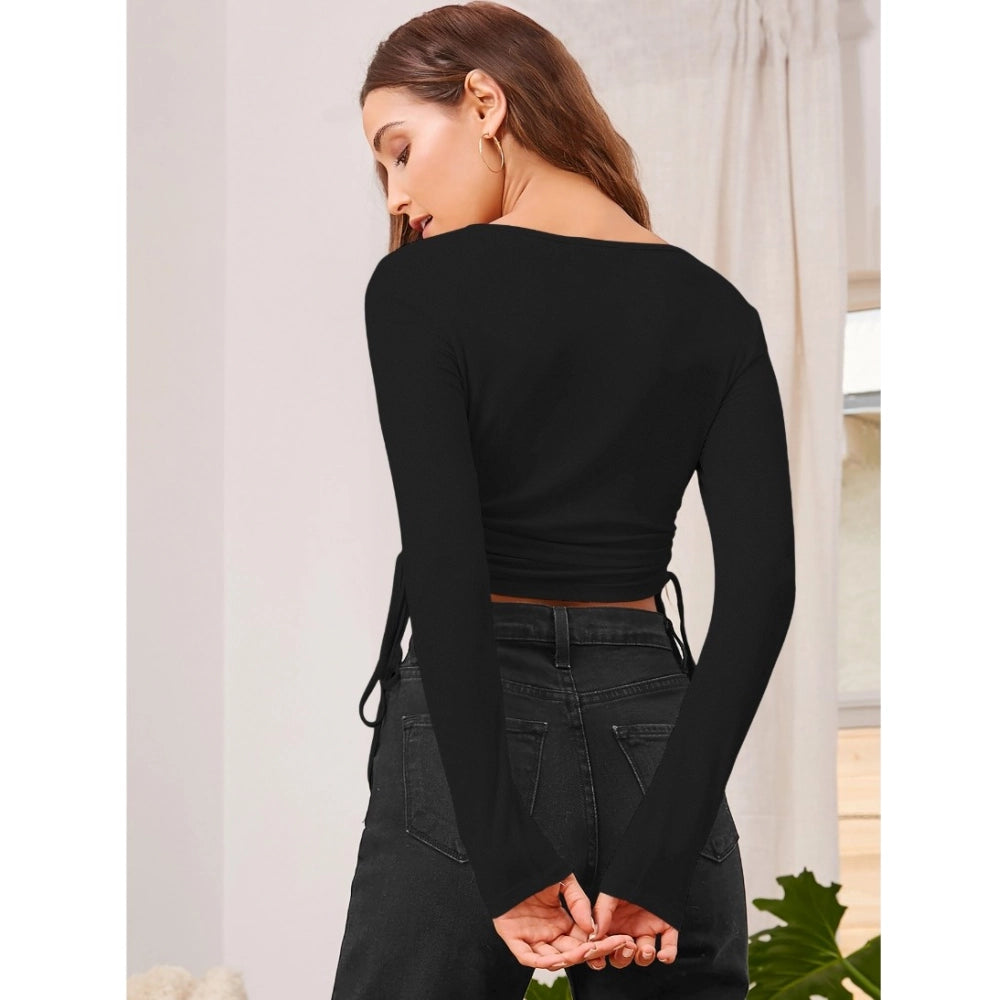 Black Ruched Crop Top