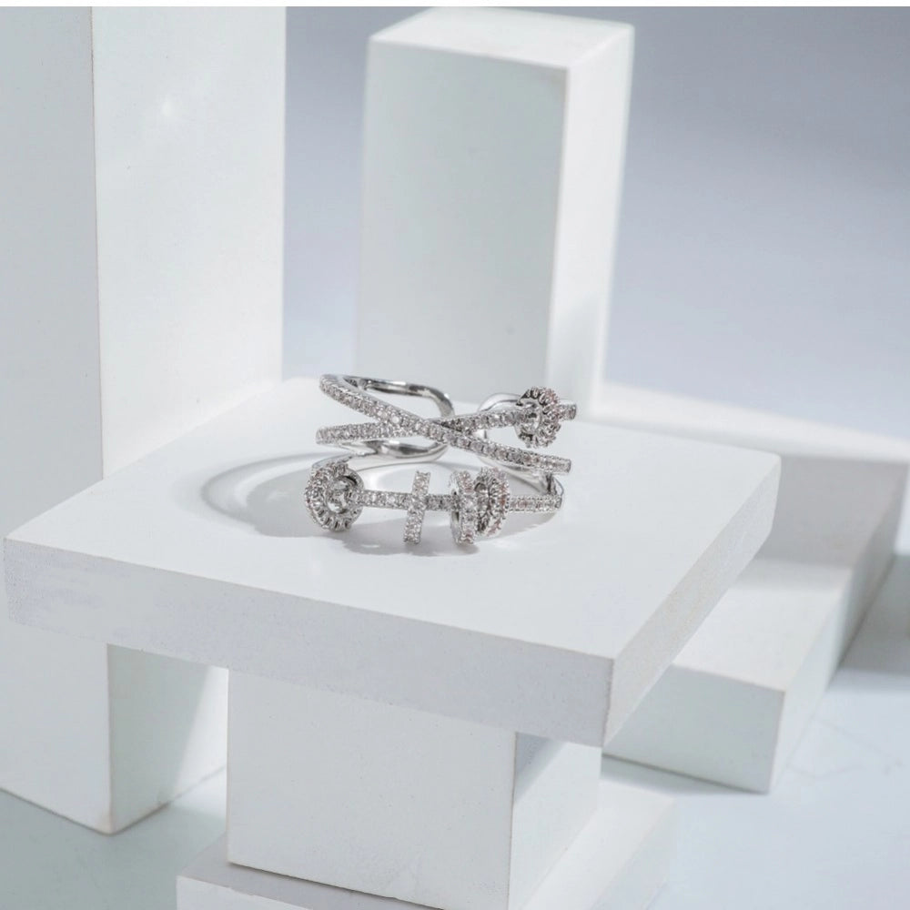Helix Knot Diamond Multi-Band Ring