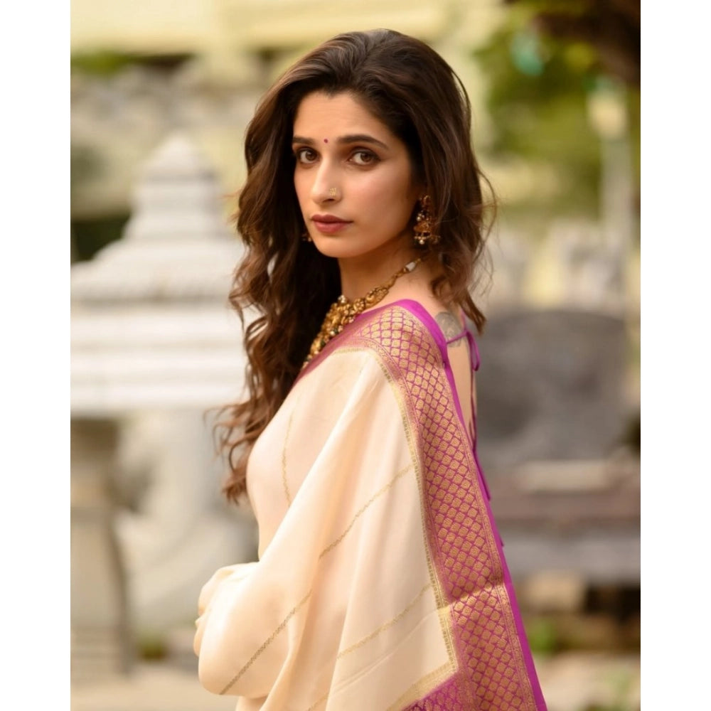 Off-White Silk Saree