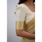 Cream and Gold Saree