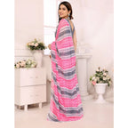 Grey Striped Georgette Saree