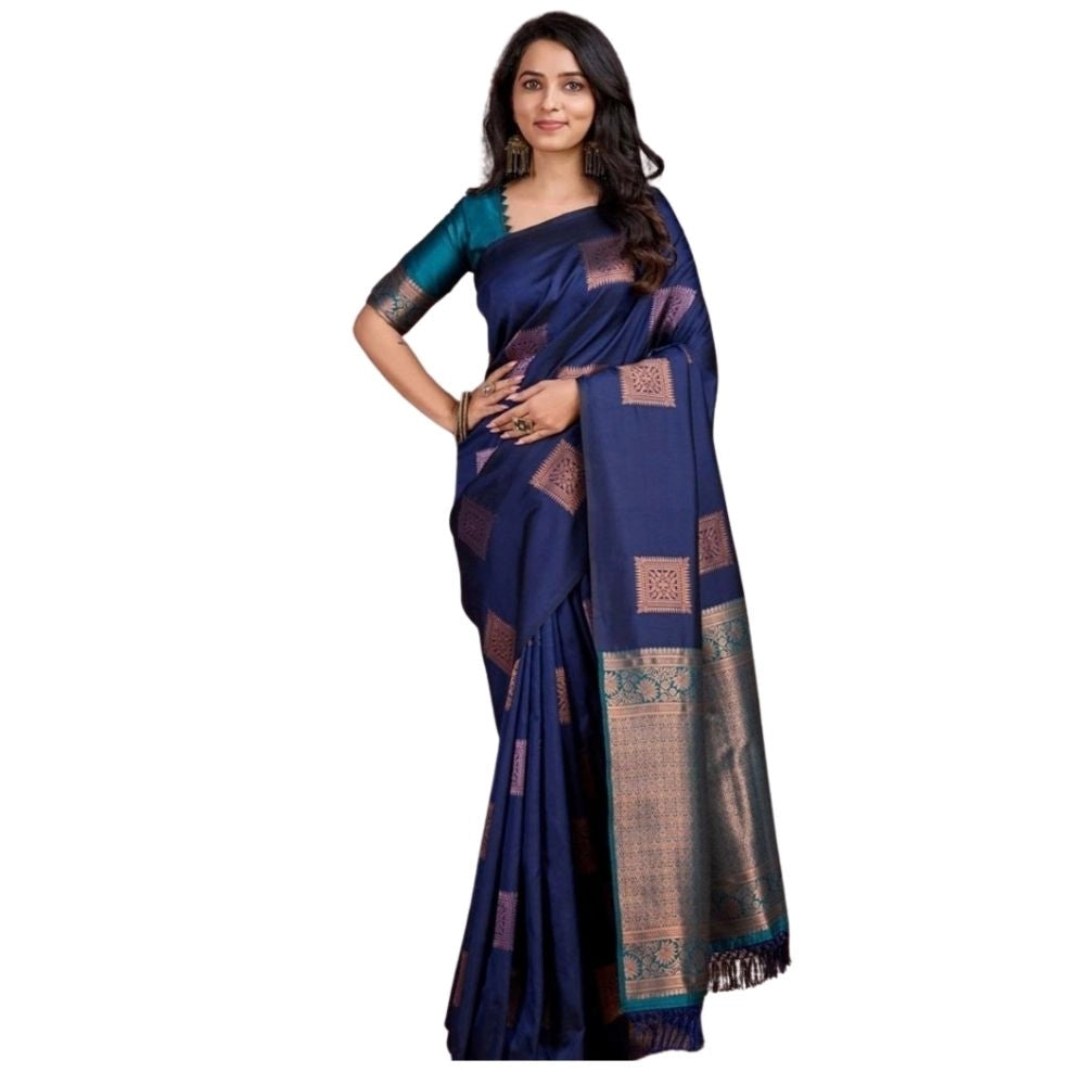 Women's Navy Silk Saree