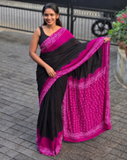 Black & Pink Batik Saree