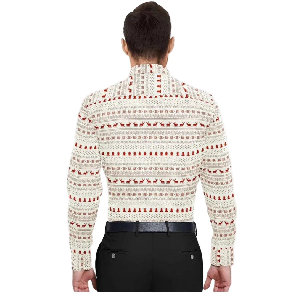 Men’s Festive Reindeer & Fir Print Shirt