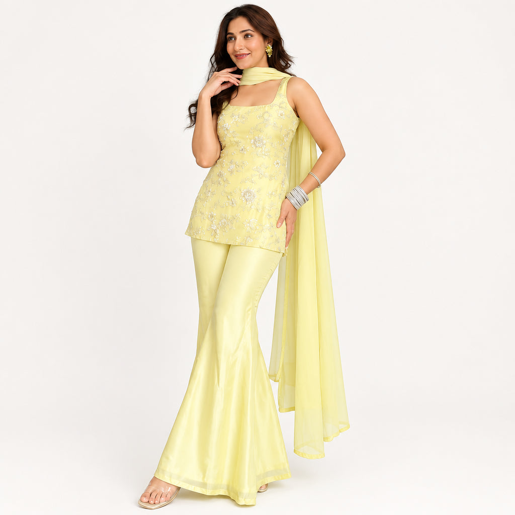 Butter Yellow Sharara Set
