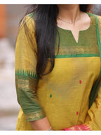 Traditional Yellow Cotton Ethnic Kurti Set
