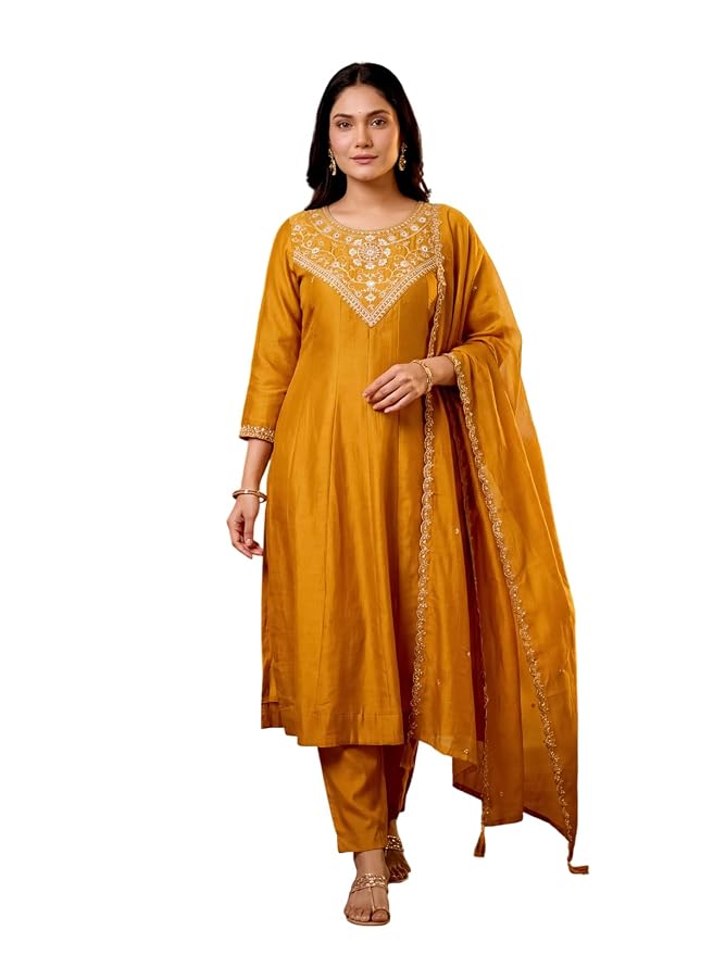 Mustard Festive Anarkali Set