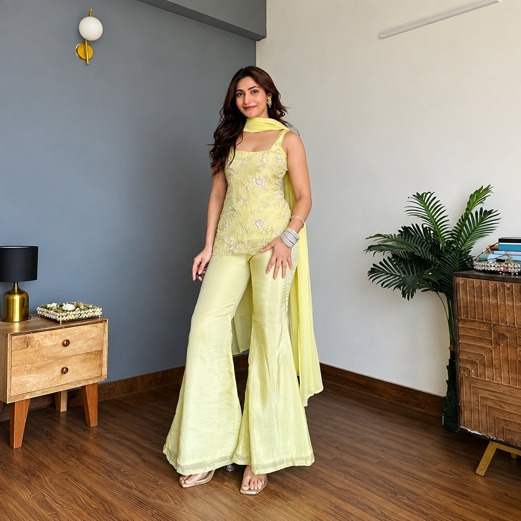 Butter Yellow Sharara Set