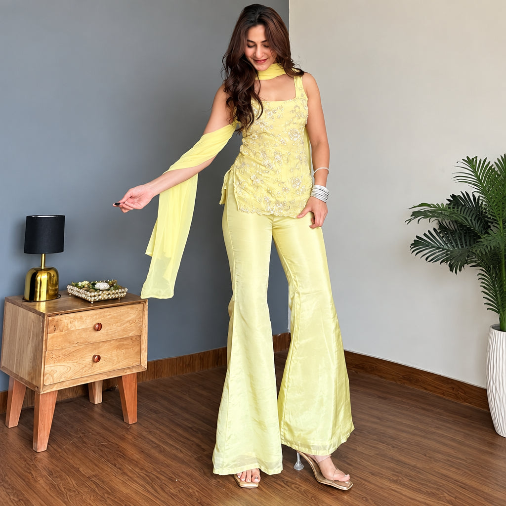 Butter Yellow Sharara Set