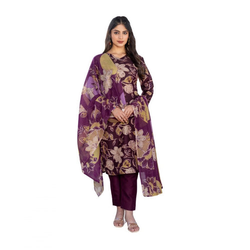 Purple Floral Kurta Set