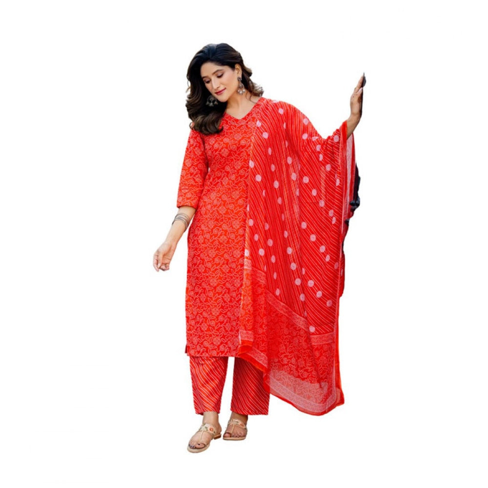 Orange Cotton Kurta Set