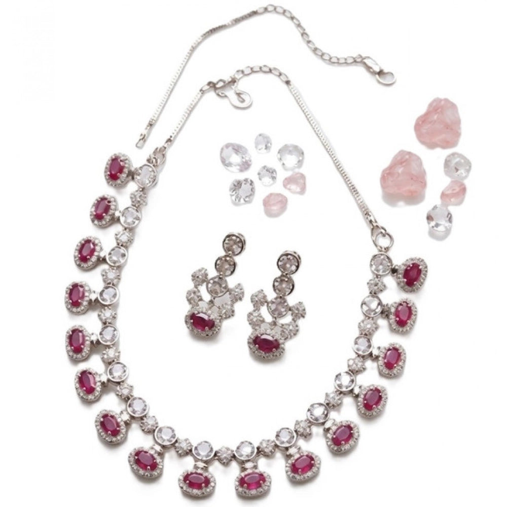 Ruby-Rose Halo Necklace Set