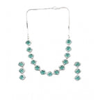 Teal Cushion Halo Necklace Set