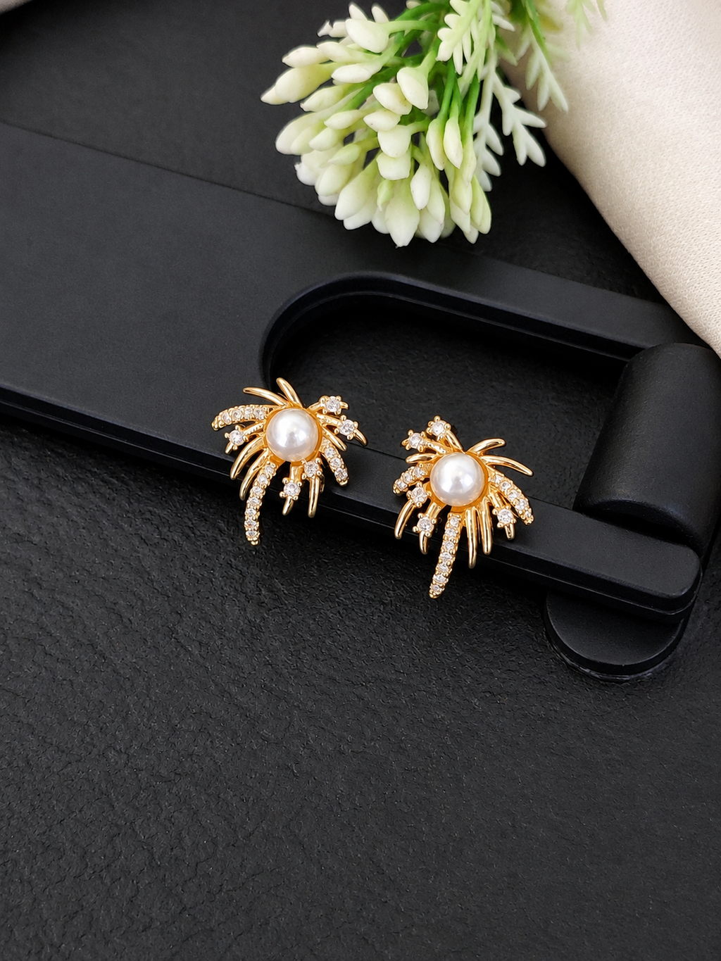 Pearl Radiance Gold Stud Earrings