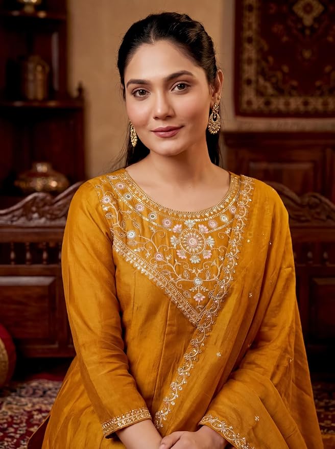 Mustard Festive Anarkali Set