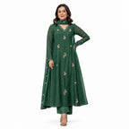 Emerald green Embroidered Anarkali Set