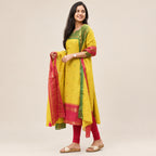 Traditional Yellow Cotton Ethnic Kurti Set
