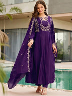 Deep Purple Jaal Anarkali Set
