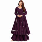 Plum Purple Polka Flared Anarkali