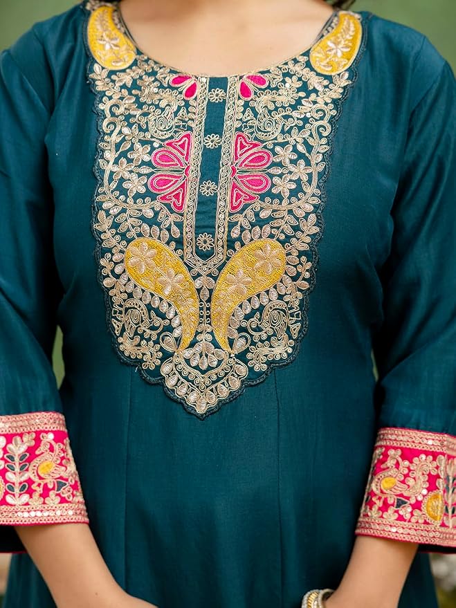 Peacock Blue Anarkali Set