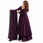 Plum Purple Polka Flared Anarkali