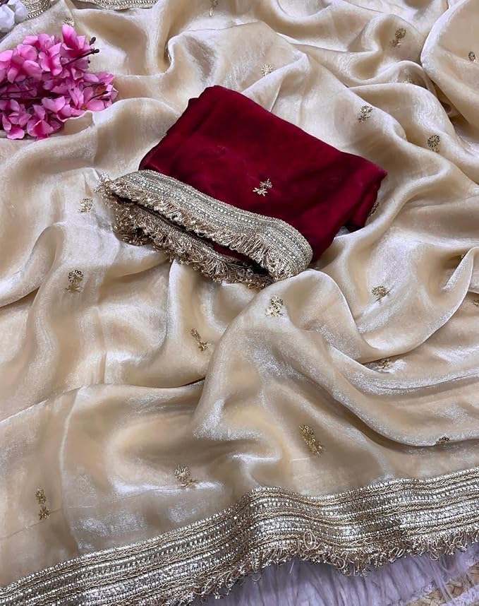 Pearl Ivory Tissue Saree