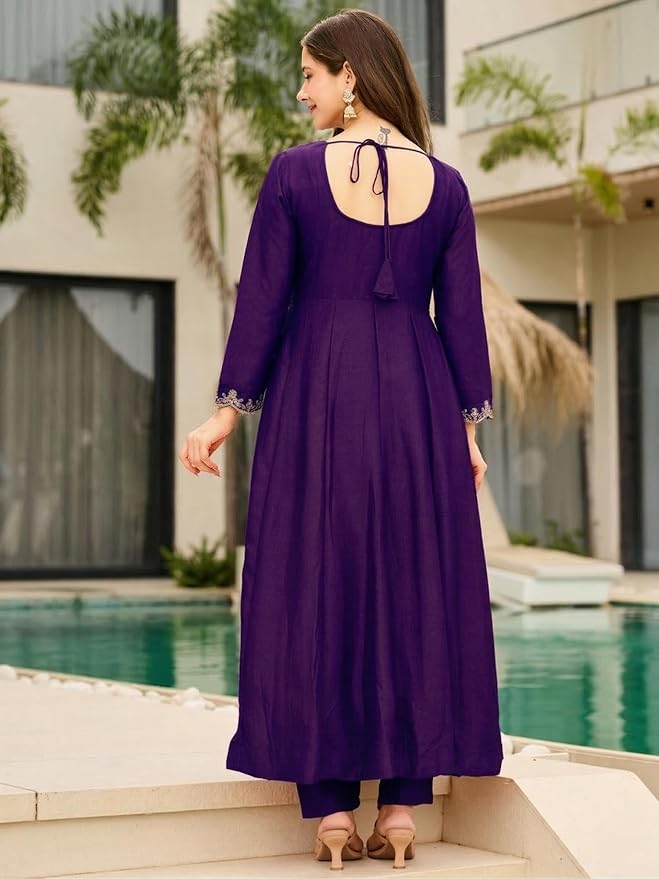 Deep Purple Jaal Anarkali Set