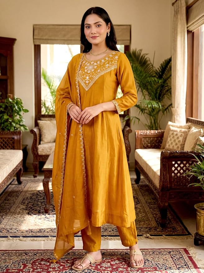 Mustard Festive Anarkali Set