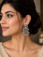 Oxidized Silver Statement Earrings