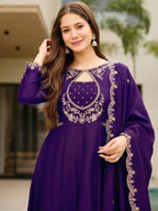 Deep Purple Jaal Anarkali Set