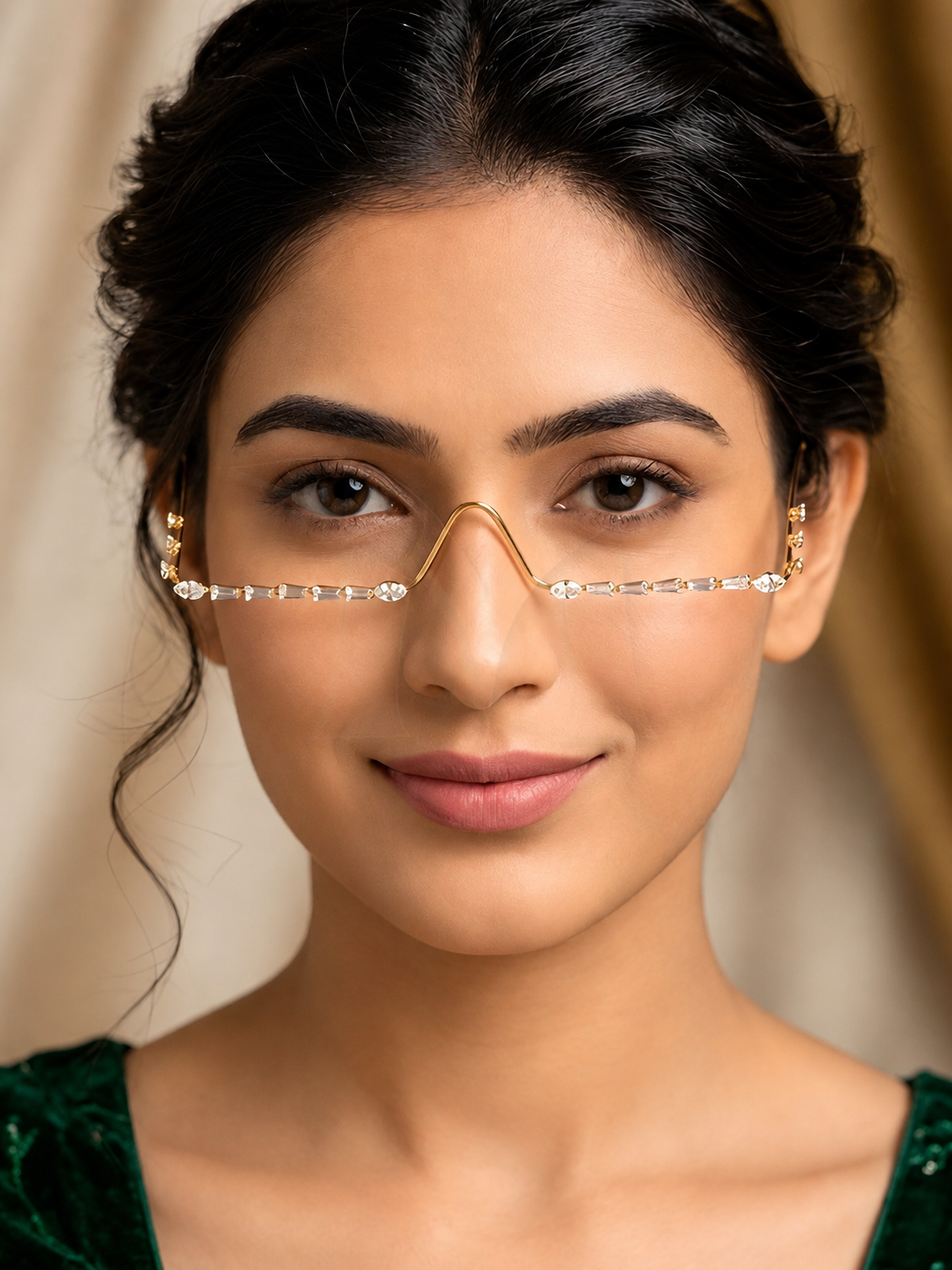 Mehndi Elegant Crystal Gold Headpiece