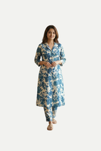 Blue and White Floral Print Dress
