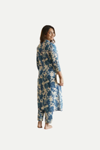 Blue and White Floral Print Dress
