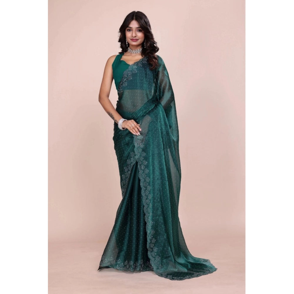 Green  Embellished Saree
