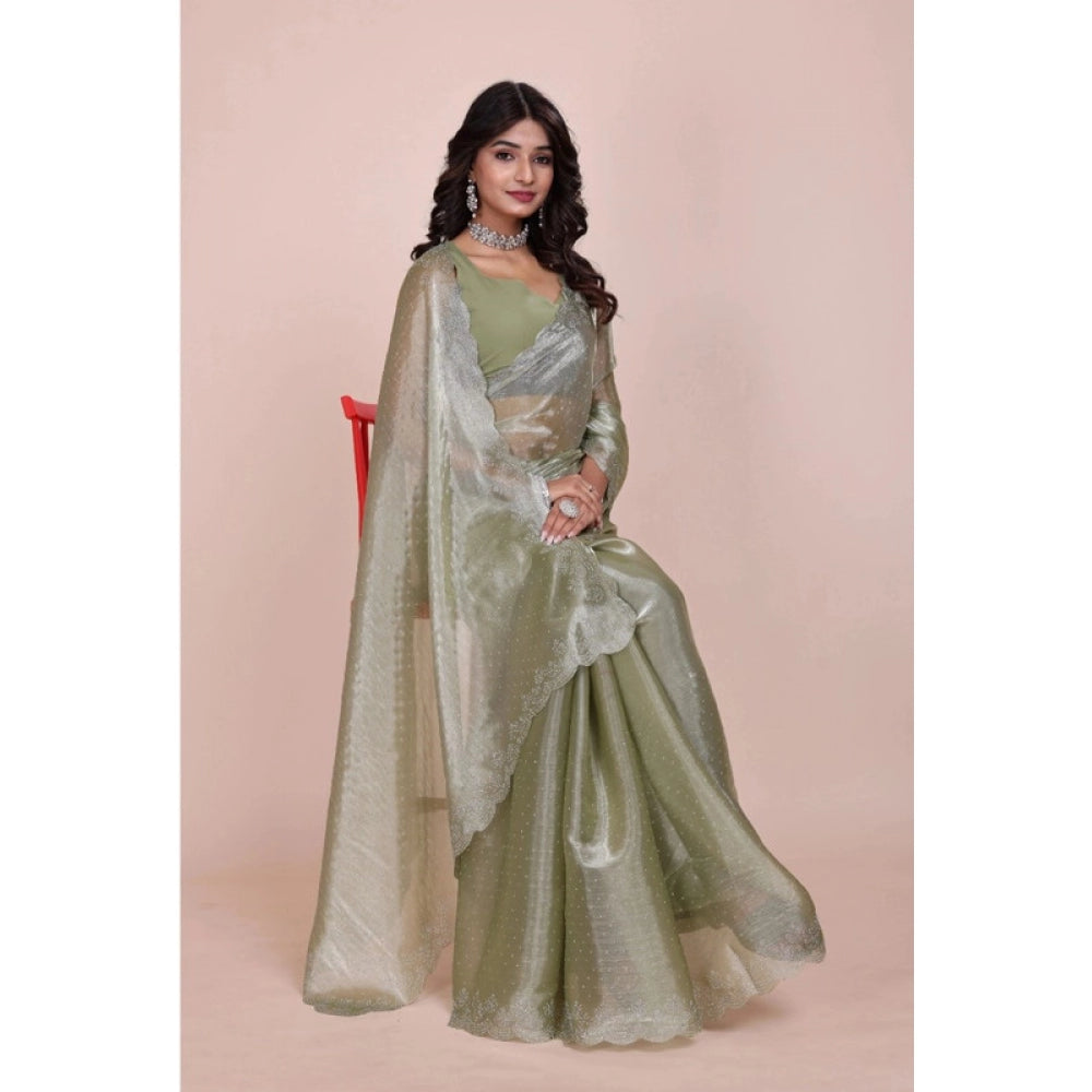 Sage Green Embellished Saree