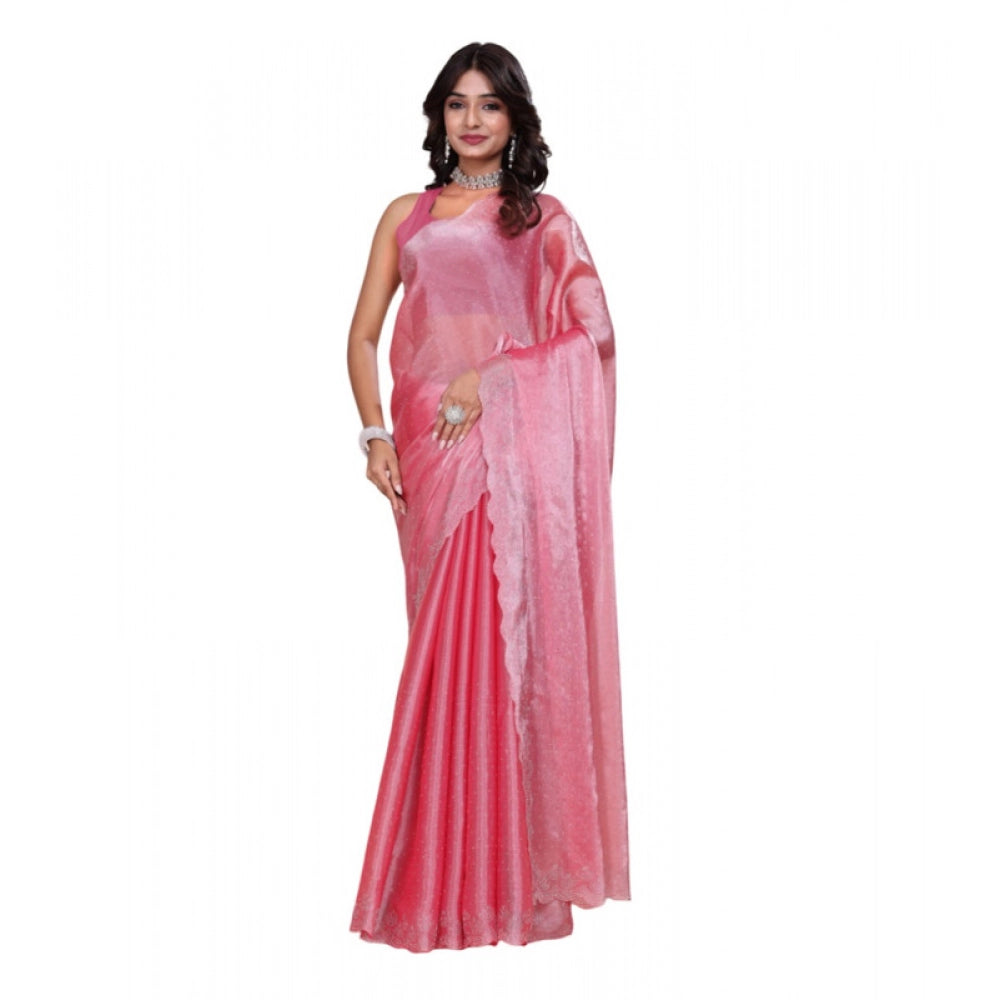 Pink Embellished Saree