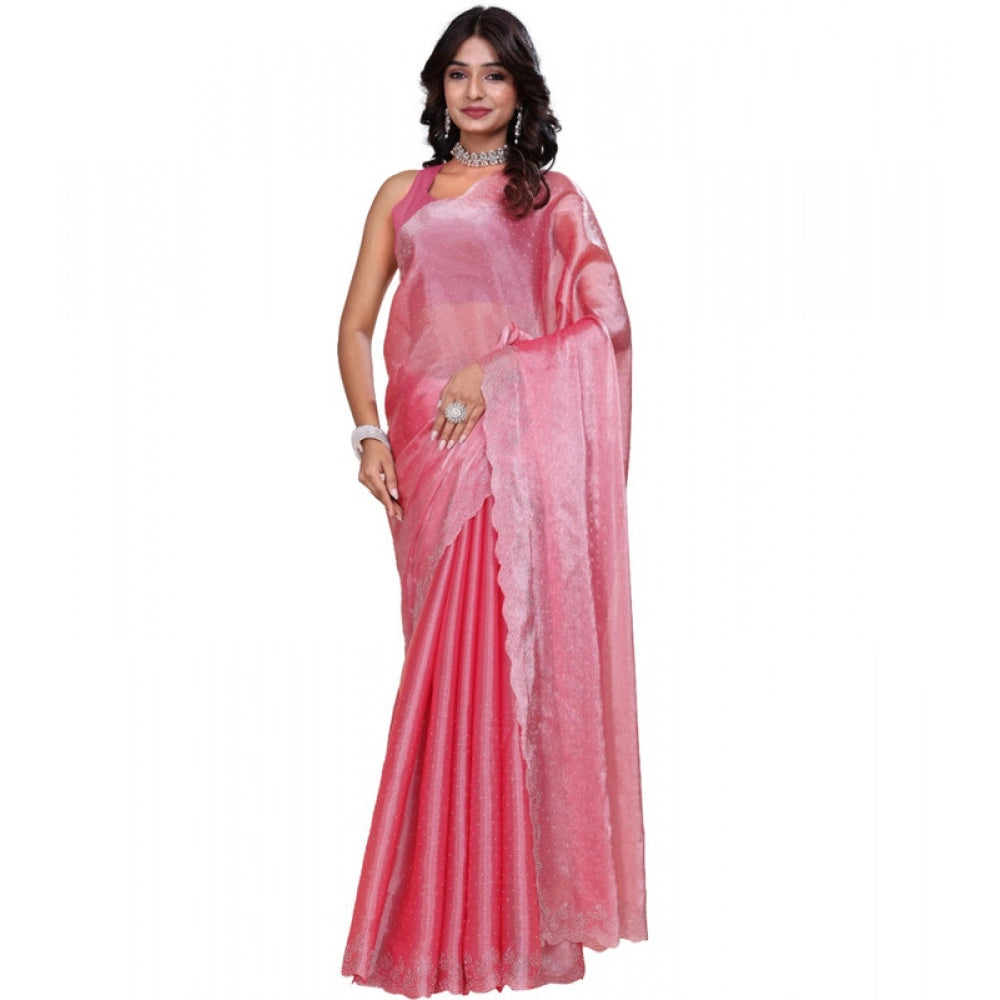 Pink Embellished Saree