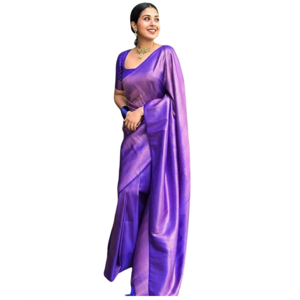 Purple Grace Litchi Silk Saree
