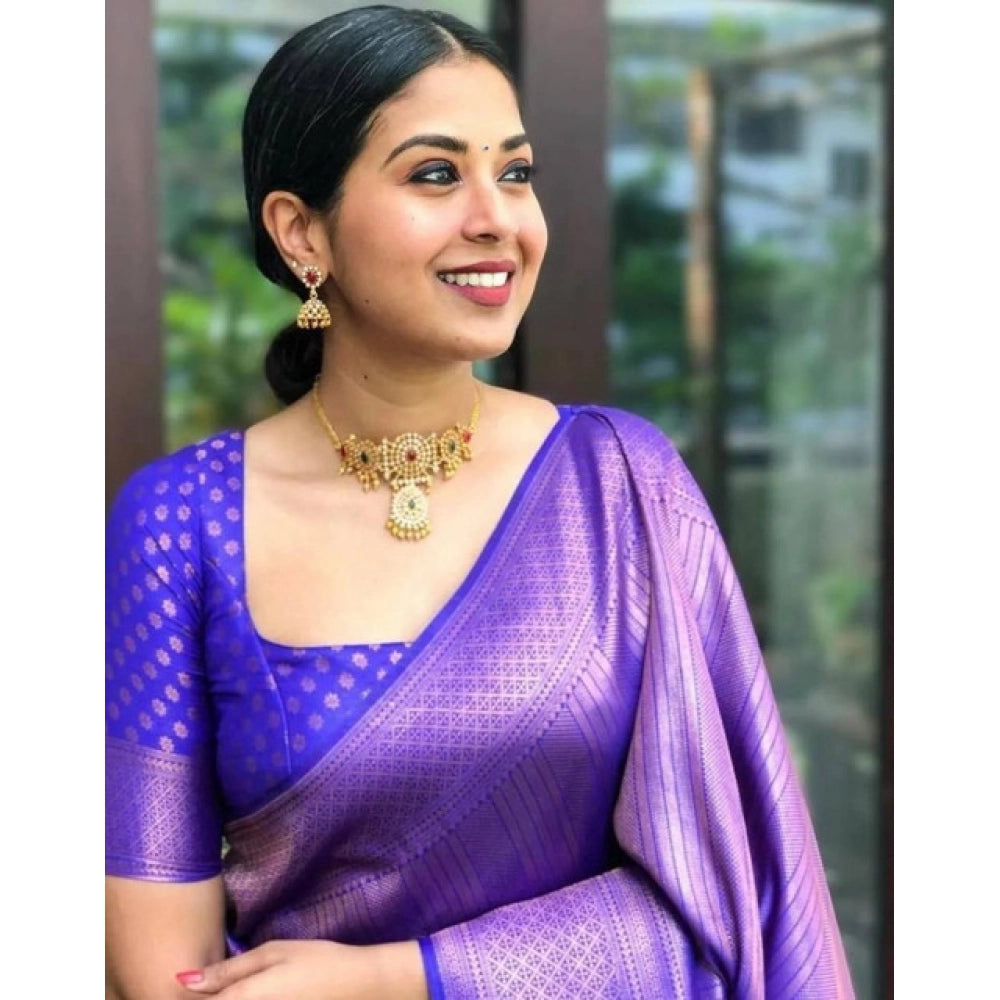 Purple Grace Litchi Silk Saree