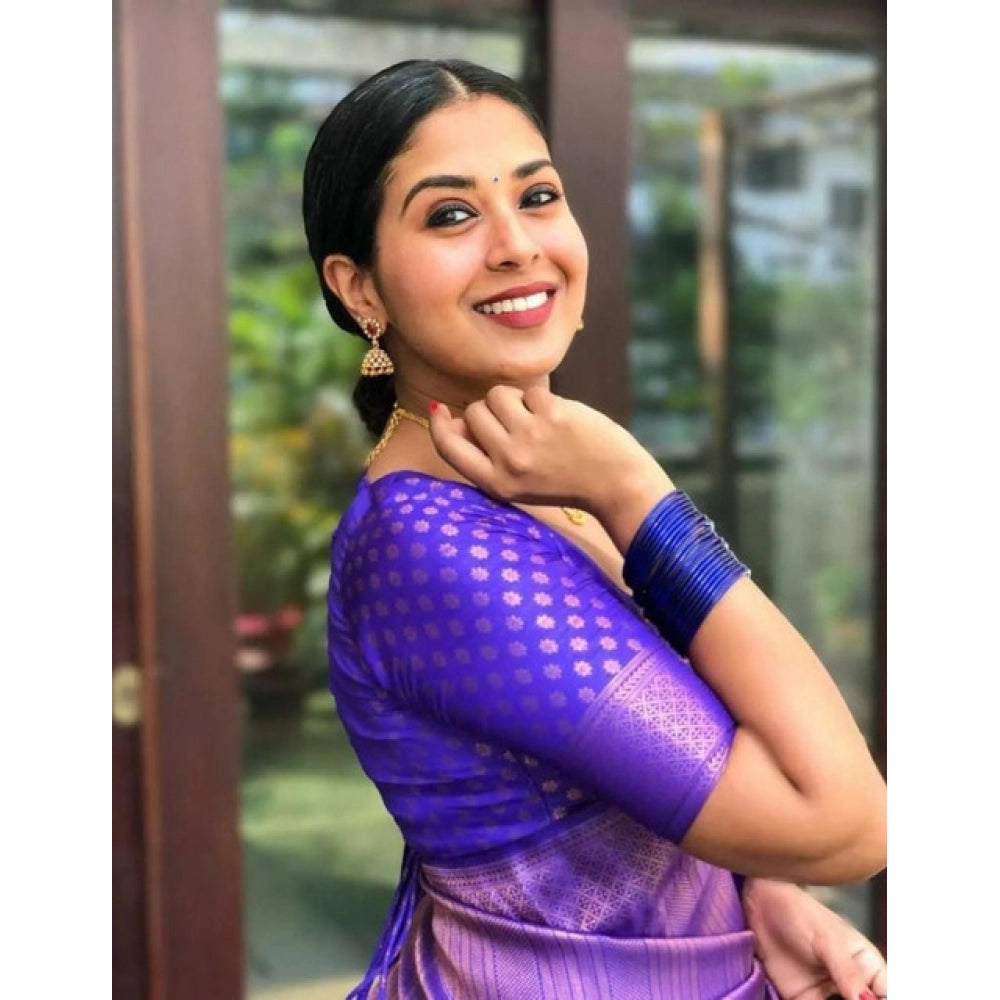 Purple Grace Litchi Silk Saree