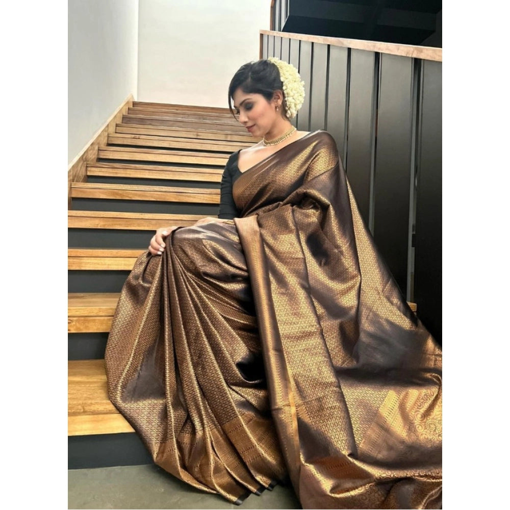 Golden Aura Litchi Silk Saree