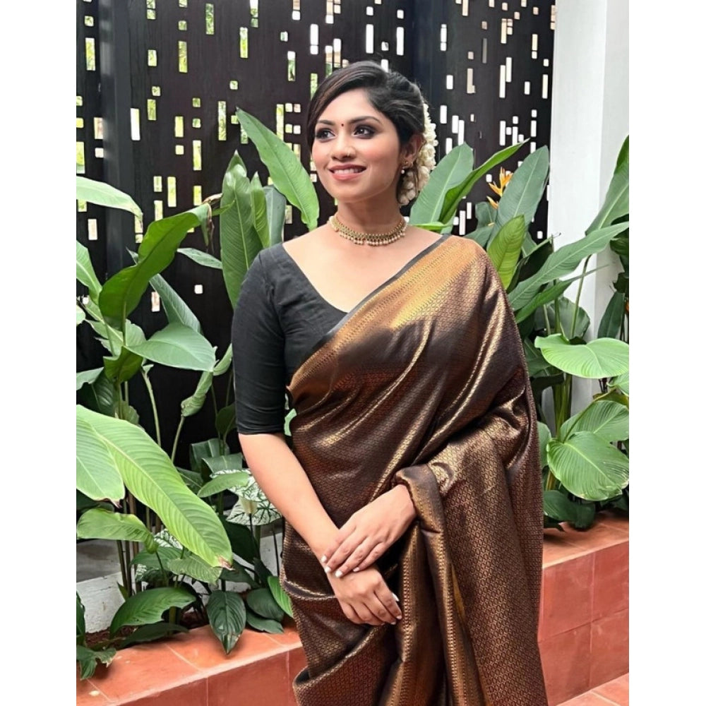 Golden Aura Litchi Silk Saree