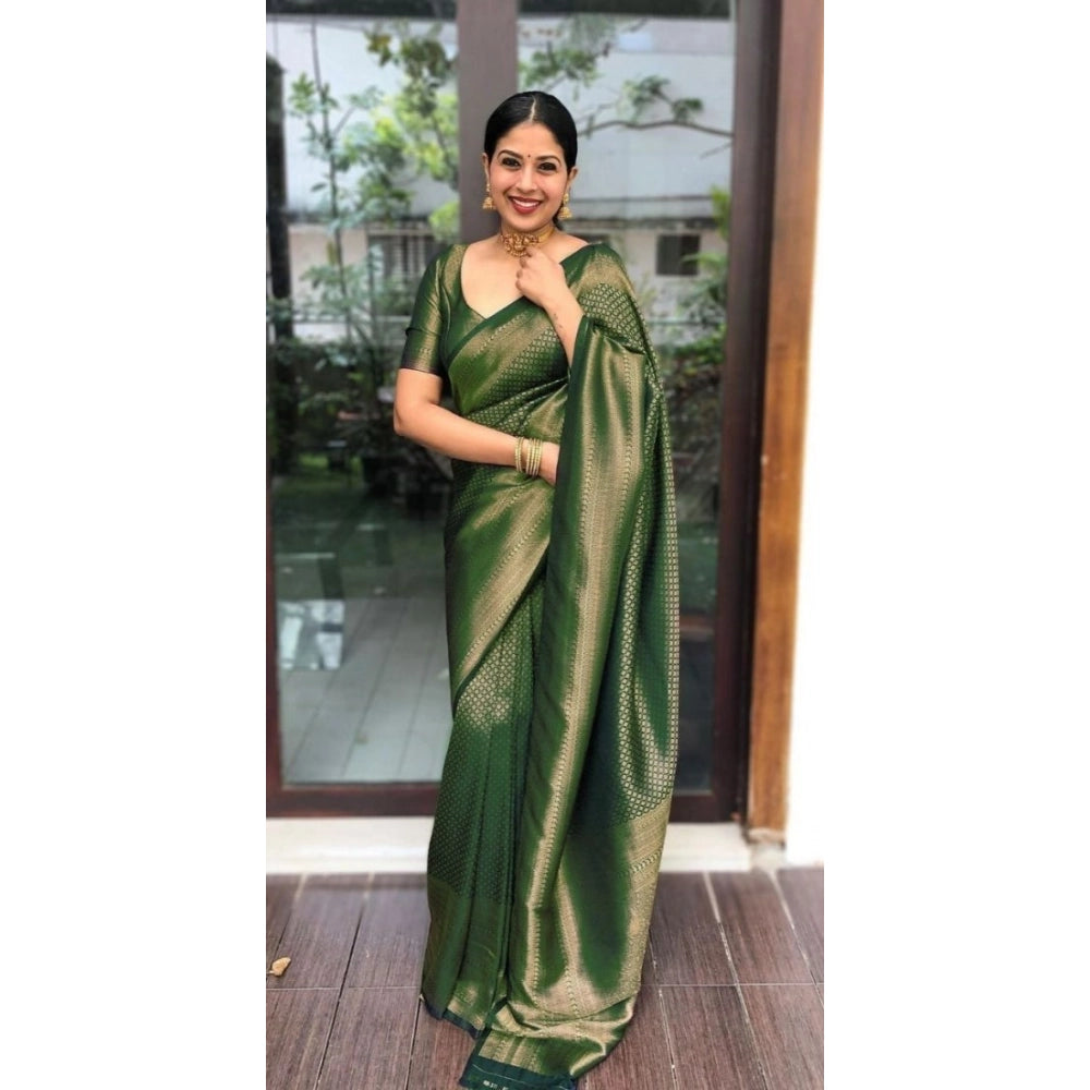 Emerald Charm Litchi Silk Saree