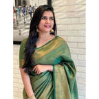 Emerald Charm Litchi Silk Saree