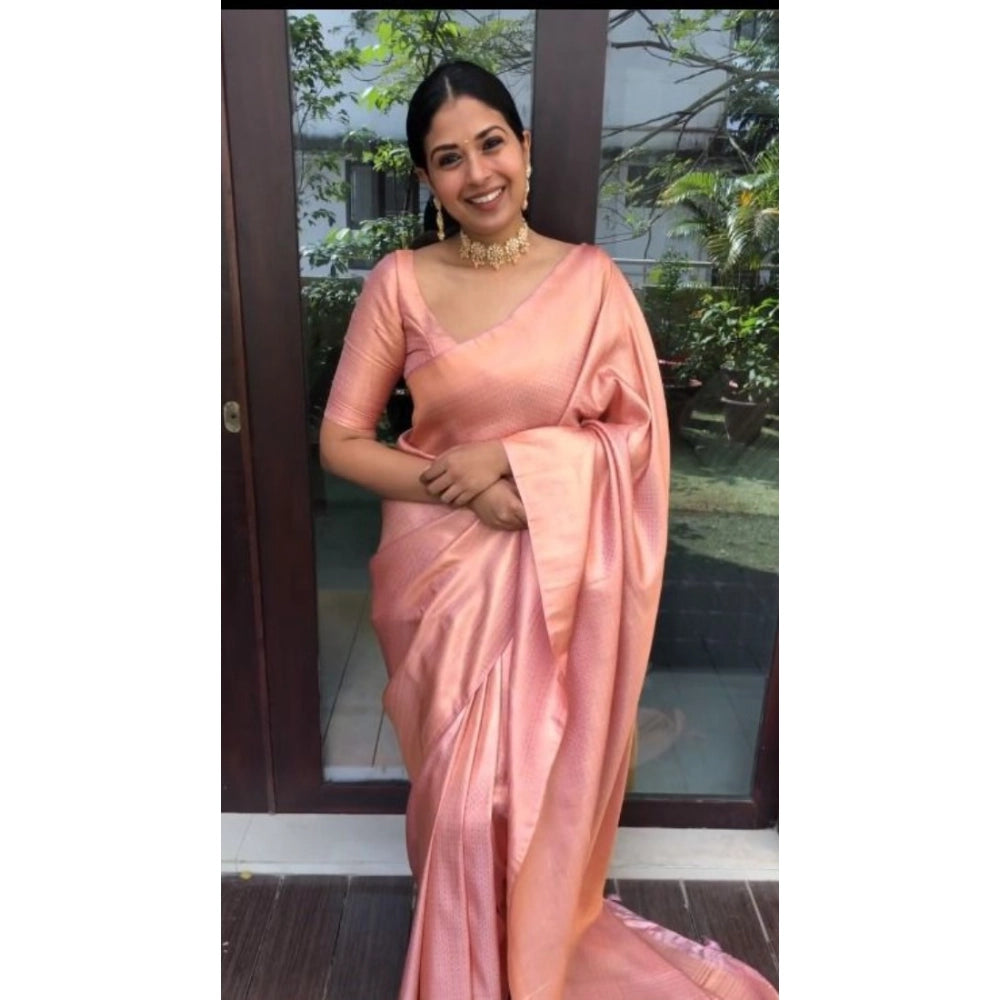 Peach Blossom Litchi Silk Saree