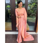 Peach Blossom Litchi Silk Saree